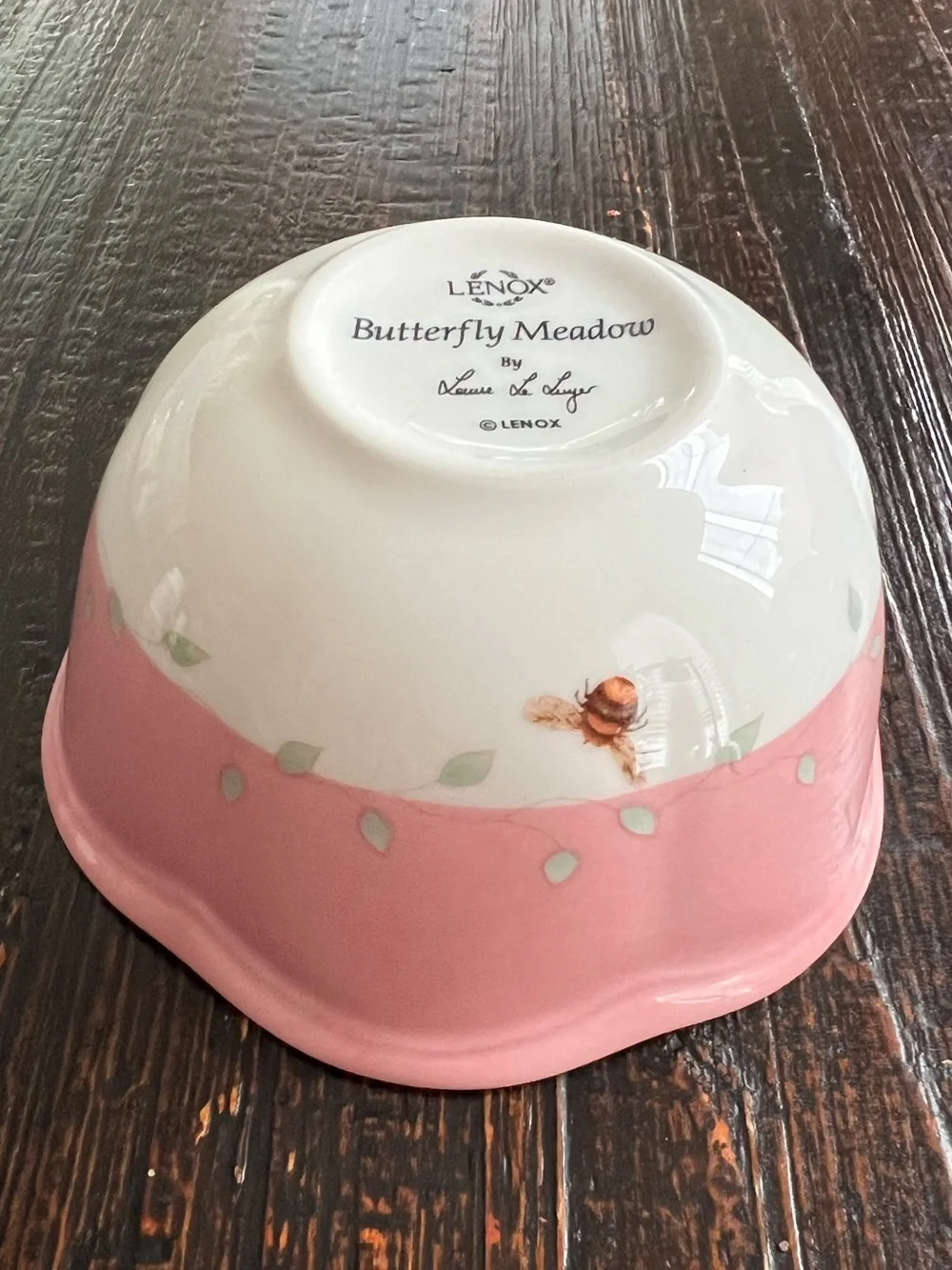 Butterfly Meadow by Lenox Pink fruit / ice cream bowl 4.75”